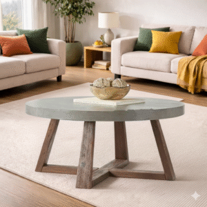 Handmade modern coffee table by Shaheen Farouk Design. Indoor table crafted from durable wood and premium polyester, quality with elegant contemporary style